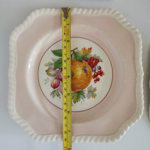 Johnson Bros Fruit Plates Vintage Set of 5 Pastels Square Rope Trim California - Picture 8 of 10